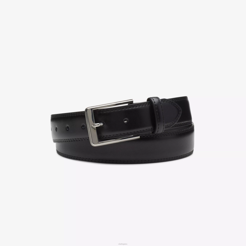 HZVP934 cinturón de vestir cuero negro Clarks