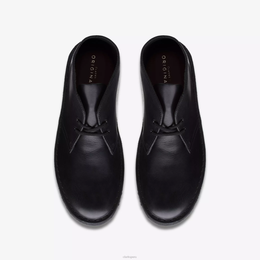HZVP729 bota del desierto negro pulido Clarks