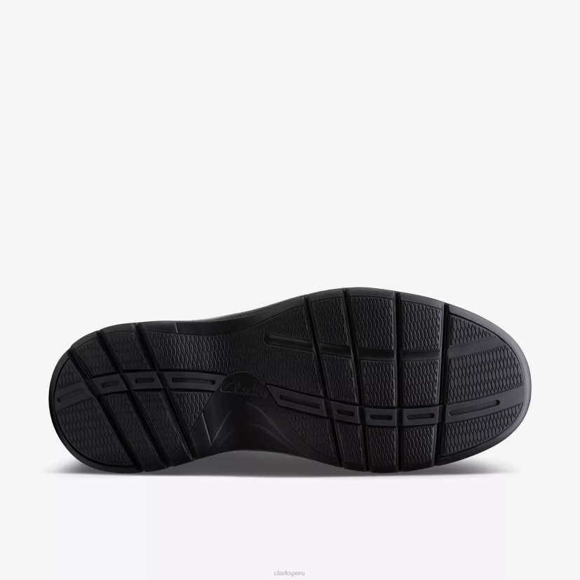 HZVP761 un paso de pelea cuero negro Clarks