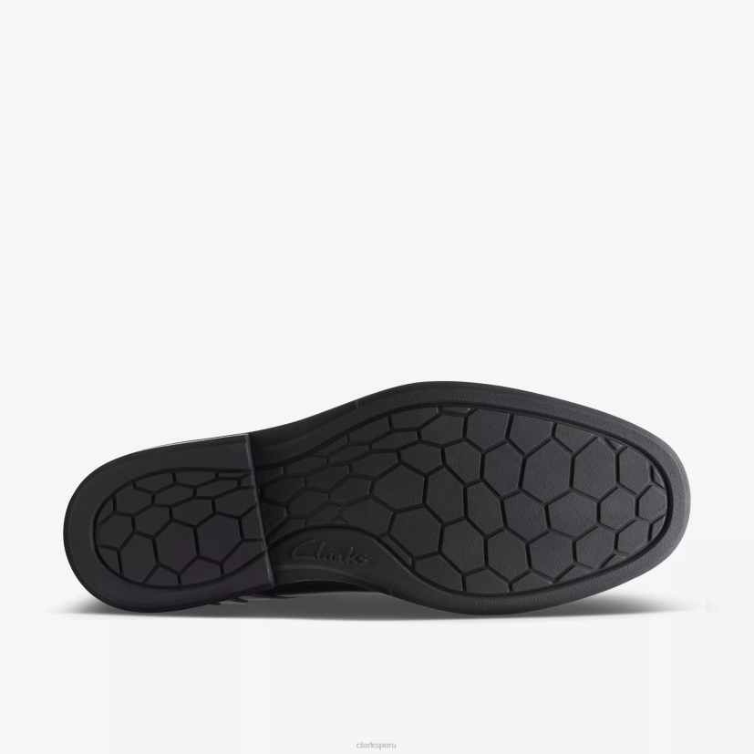 HZVP789 un hugh encaje cuero negro Clarks