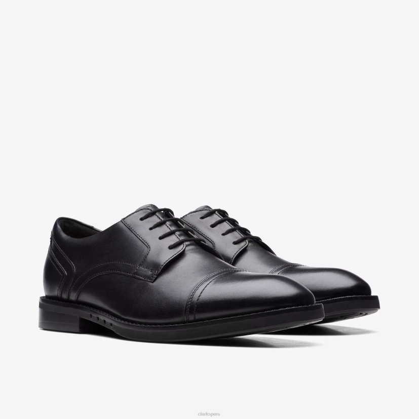 HZVP793 un hugh gorra cuero negro Clarks