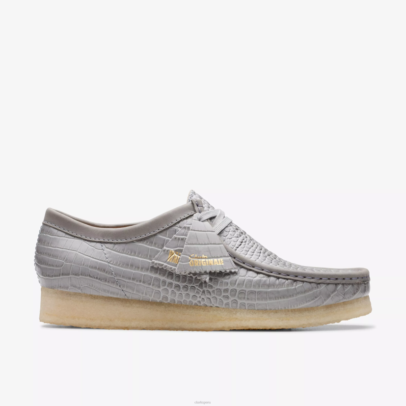HZVP664 wallabee estampado de cocodrilo gris Clarks
