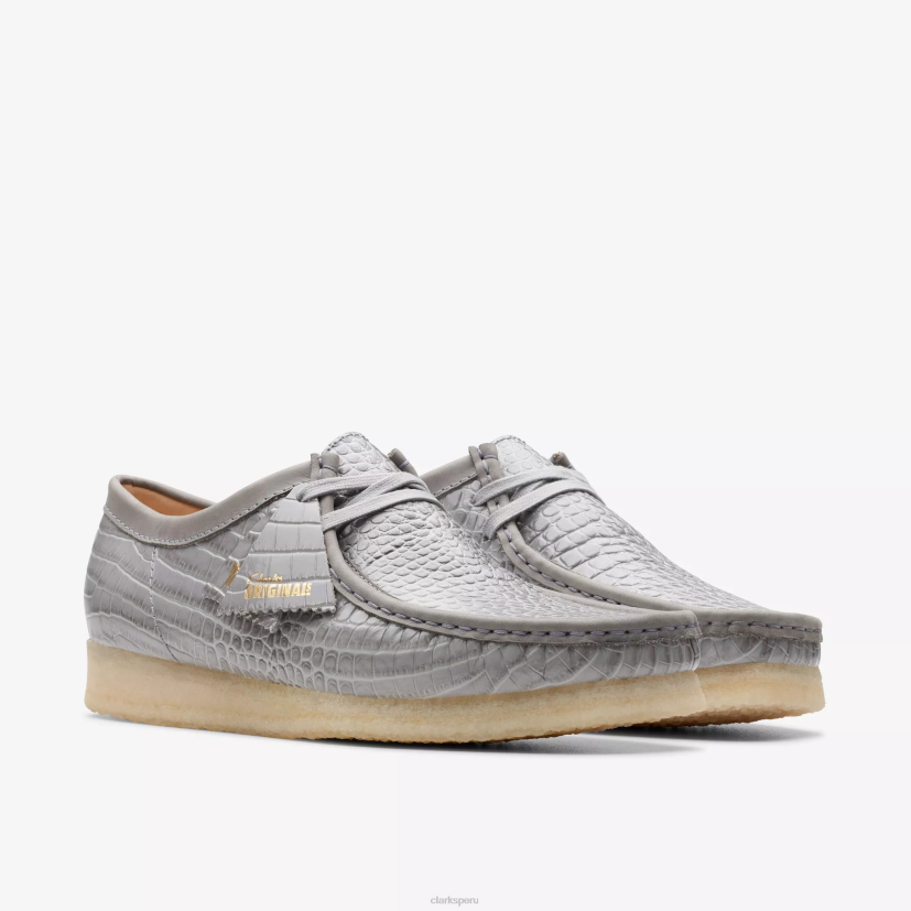 HZVP664 wallabee estampado de cocodrilo gris Clarks