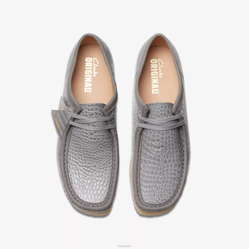 HZVP664 wallabee estampado de cocodrilo gris Clarks