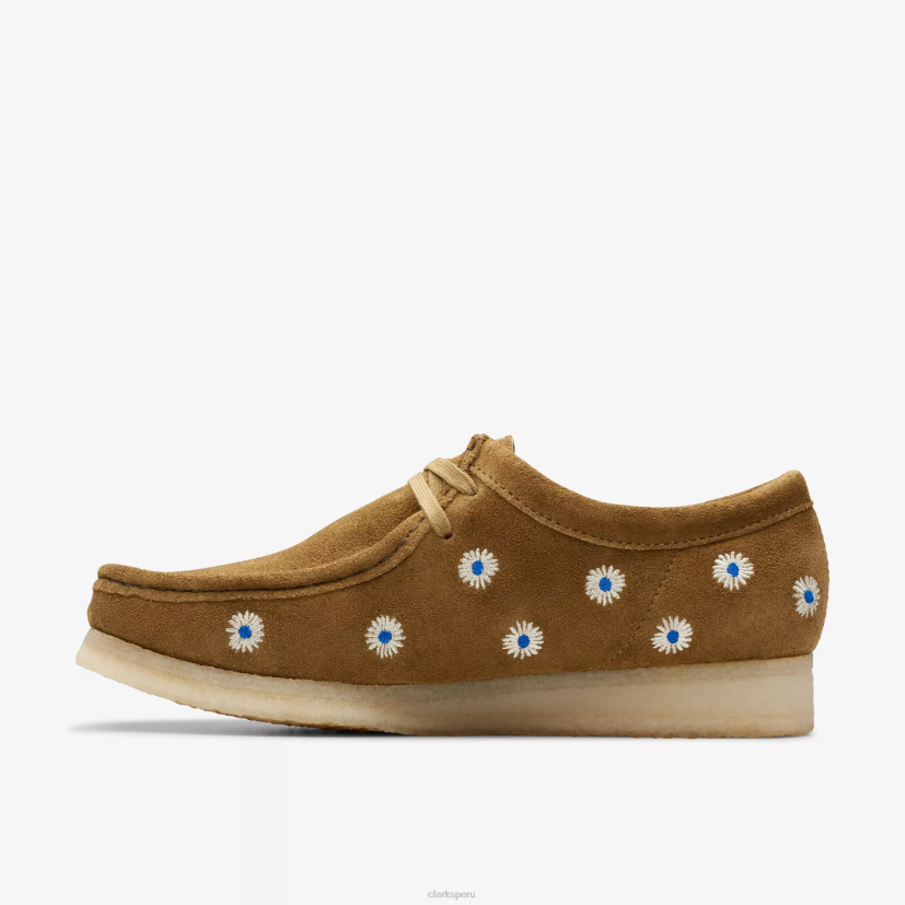 HZVP667 wallabee bordado de oliva oscuro Clarks