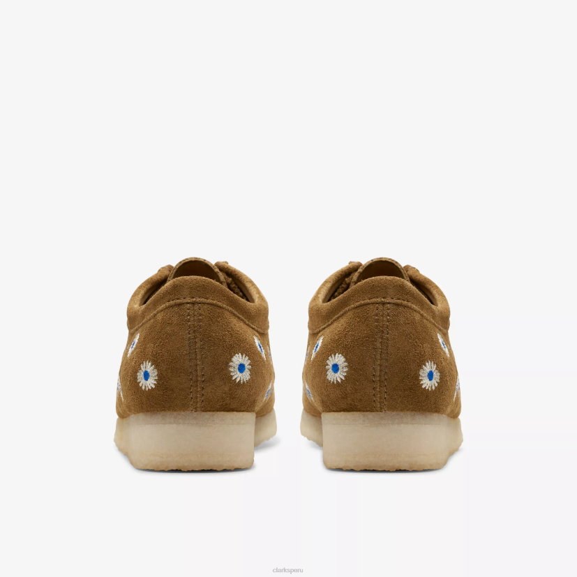 HZVP667 wallabee bordado de oliva oscuro Clarks