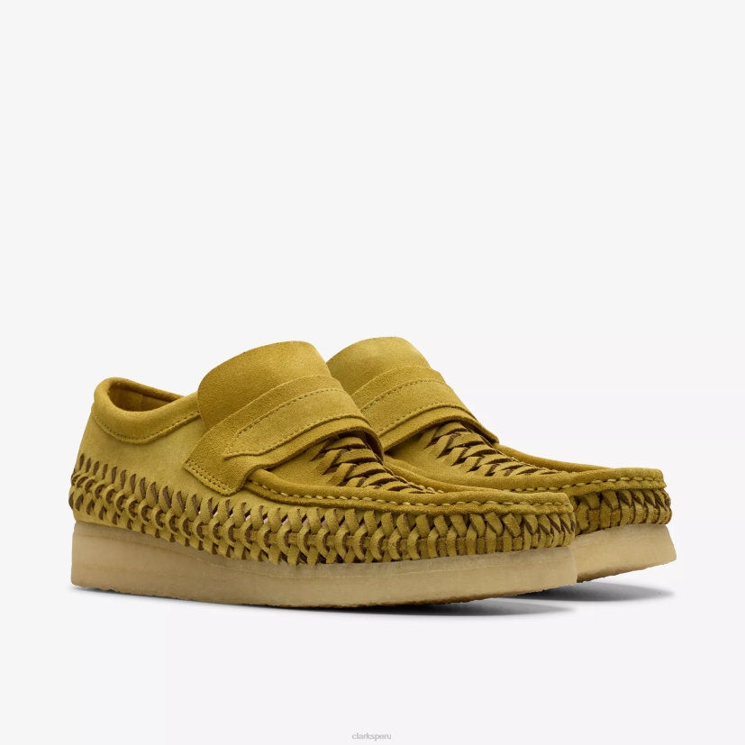 HZVP669 tejido mocasín wallabee ante oliva Clarks