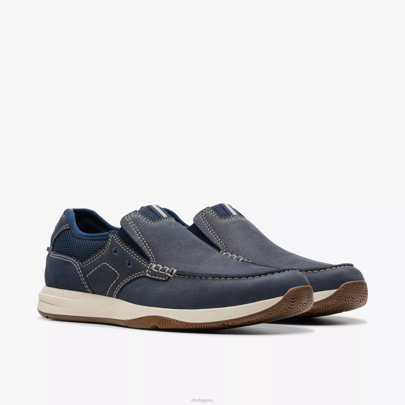 HZVP893 paso de vista de vela nubuck azul marino Clarks