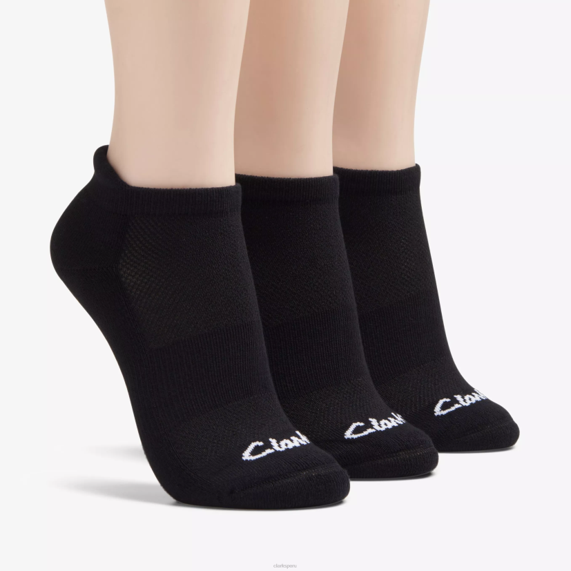 HZVP627 Paquete de 3 atléticos sólidos negro Clarks