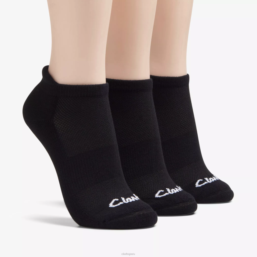 HZVP627 Paquete de 3 atléticos sólidos negro Clarks