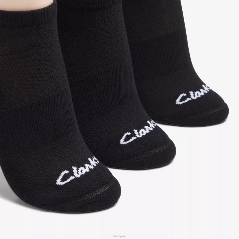 HZVP627 Paquete de 3 atléticos sólidos negro Clarks