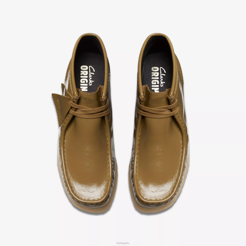 HZVP381 bota wallabee charol oliva oscuro Clarks