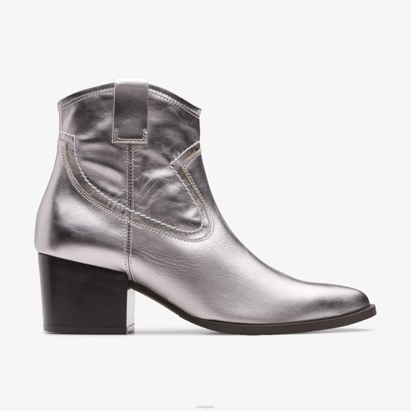 HZVP382 anciano rae cuero plateado Clarks