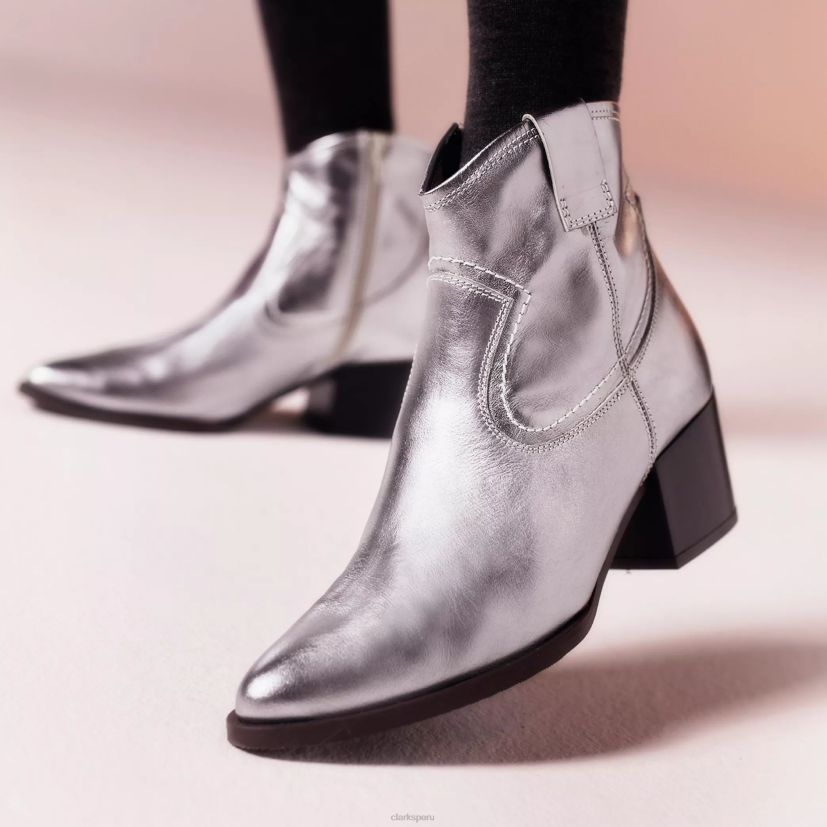 HZVP382 anciano rae cuero plateado Clarks