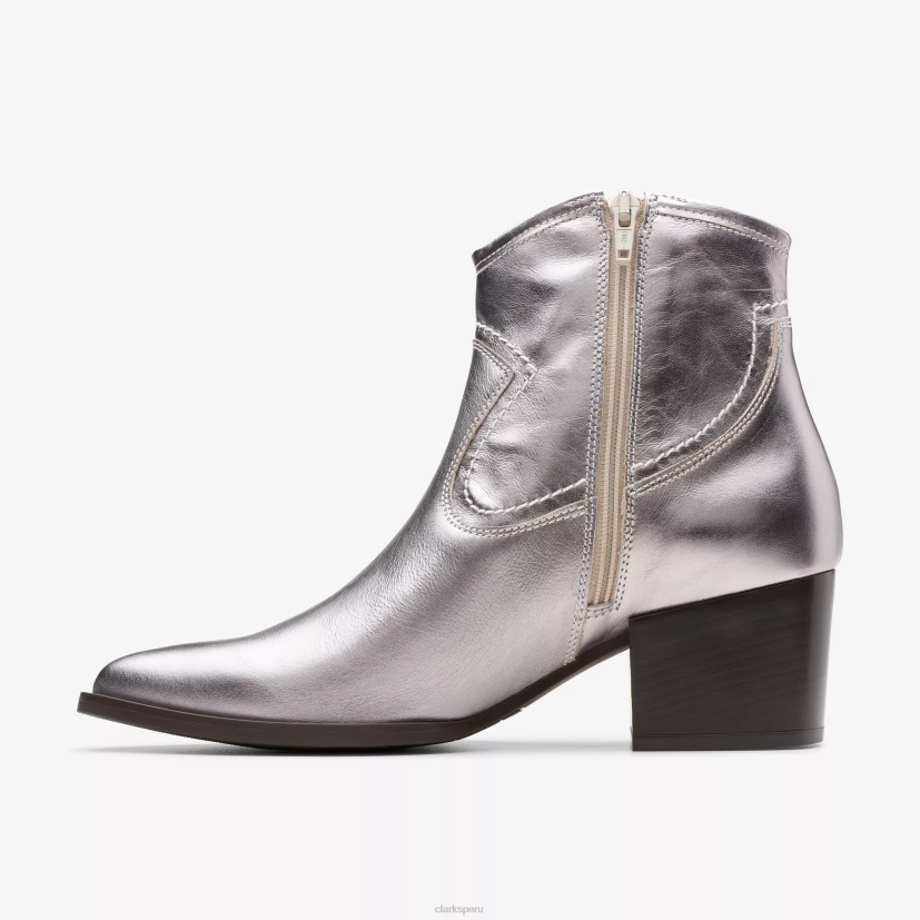 HZVP382 anciano rae cuero plateado Clarks