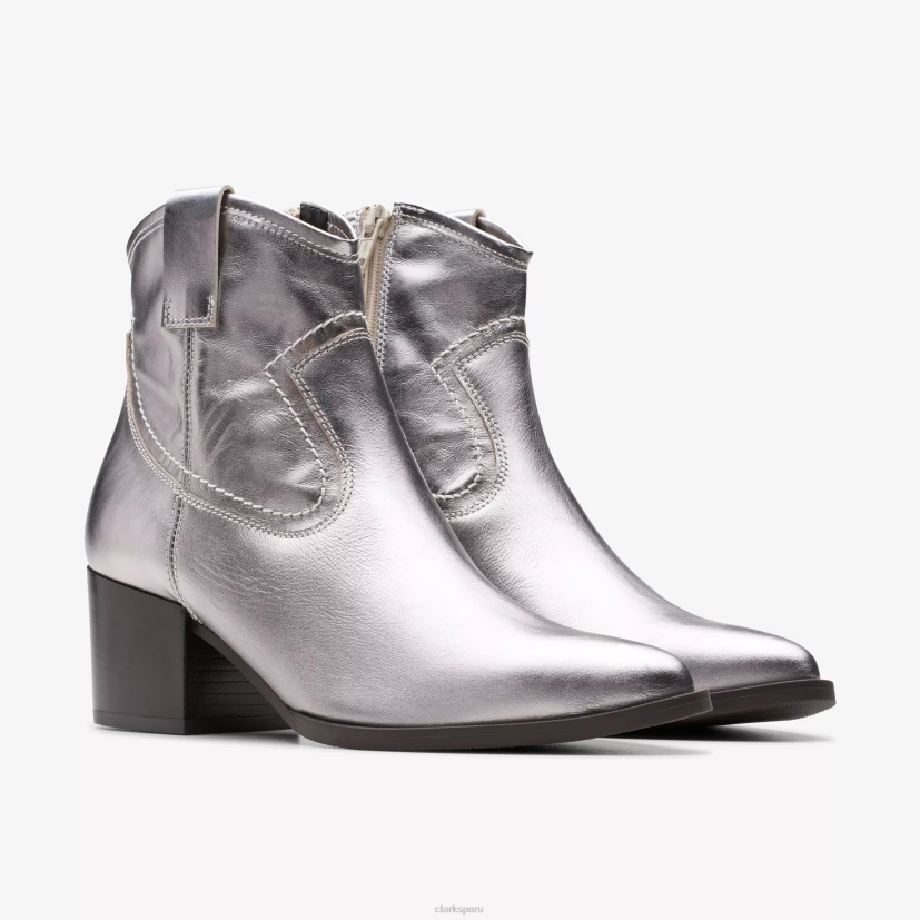 HZVP382 anciano rae cuero plateado Clarks