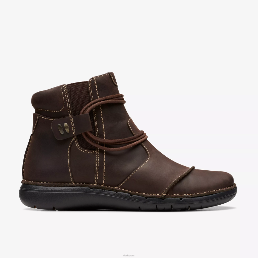 HZVP440 un bucle arriba cuero marrón oscuro Clarks