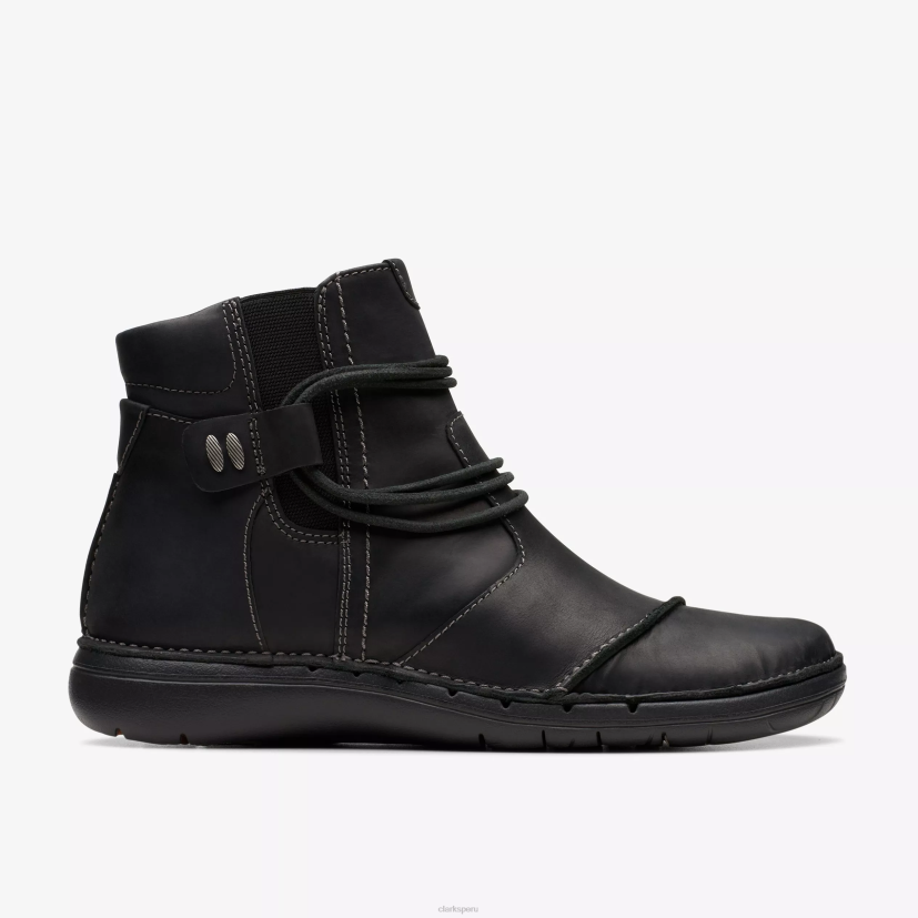 HZVP441 un bucle arriba cuero negro Clarks