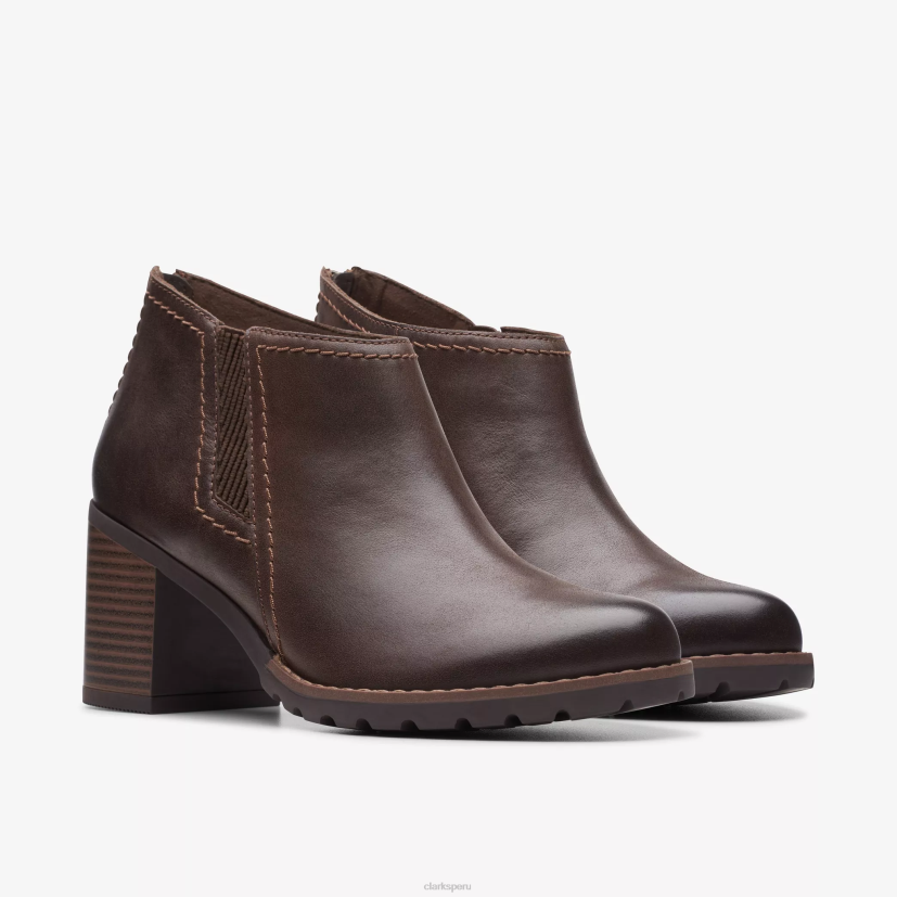 HZVP449 paso leda cuero marrón oscuro Clarks