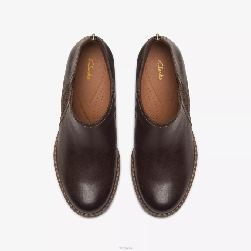HZVP449 paso leda cuero marrón oscuro Clarks
