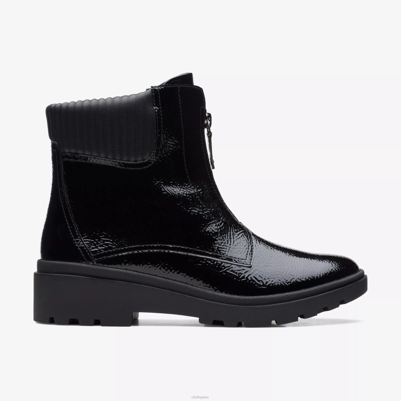 HZVP490 cremallera calla charol arrugado negro Clarks