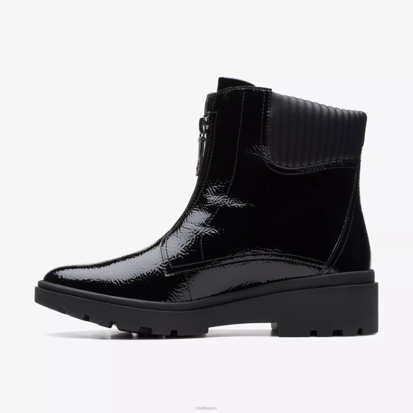 HZVP490 cremallera calla charol arrugado negro Clarks