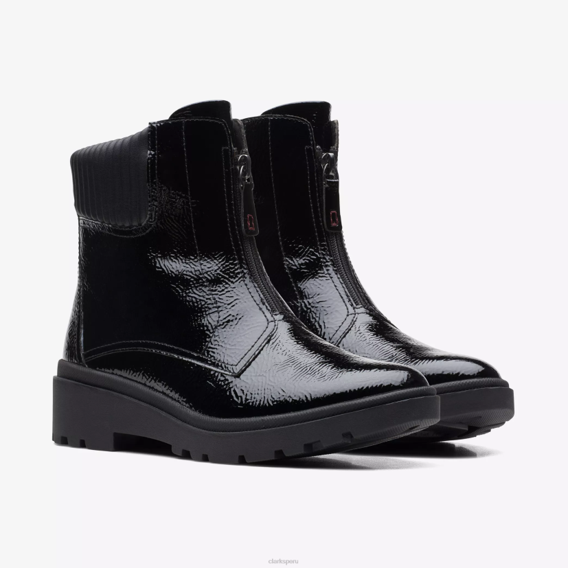 HZVP490 cremallera calla charol arrugado negro Clarks