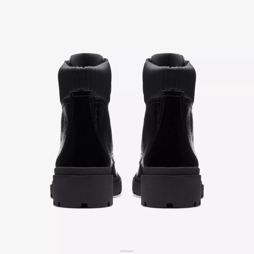 HZVP490 cremallera calla charol arrugado negro Clarks