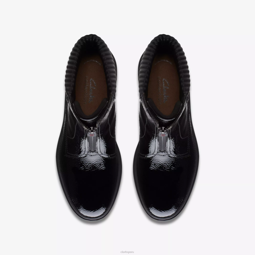 HZVP490 cremallera calla charol arrugado negro Clarks