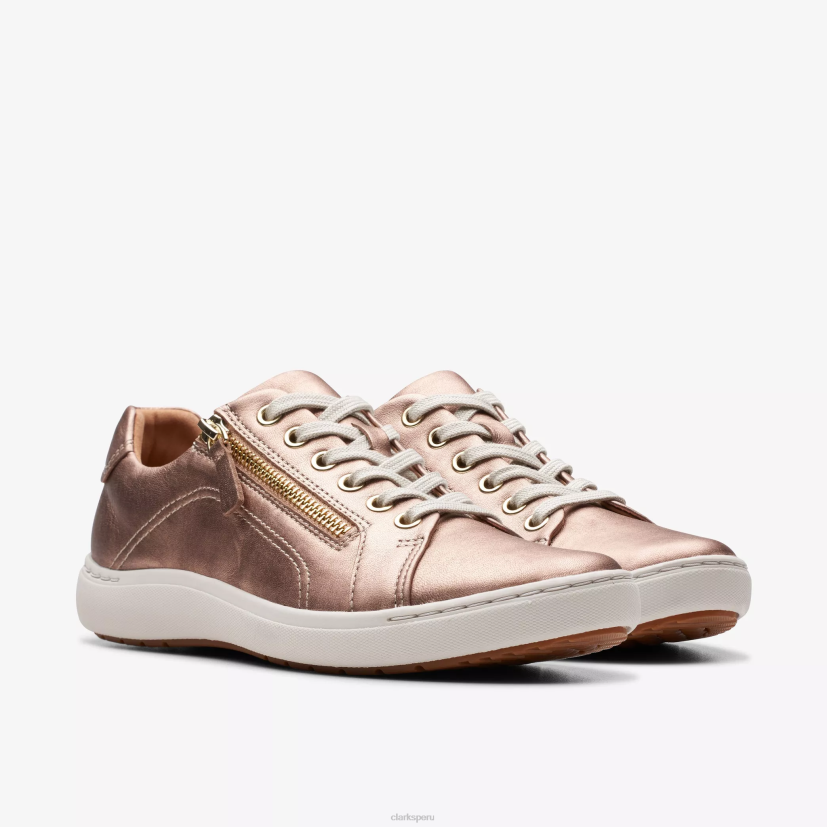 HZVP327 encaje nalle cuero de oro rosa Clarks