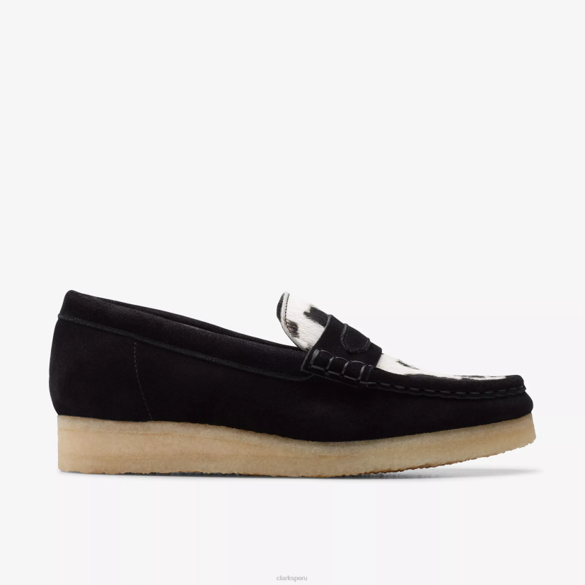 HZVP237 mocasín wallabee peinado con estampado de vaca Clarks
