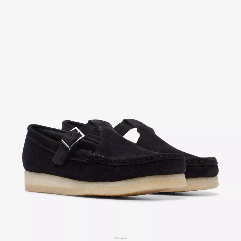 HZVP248 barra en T wallabee ante negro Clarks