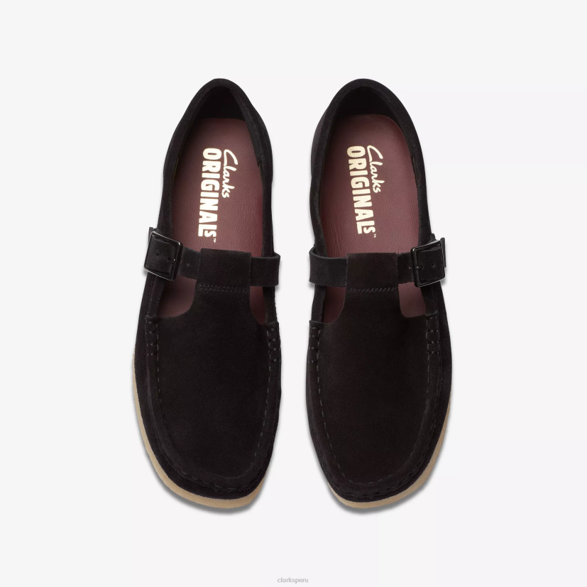 HZVP248 barra en T wallabee ante negro Clarks
