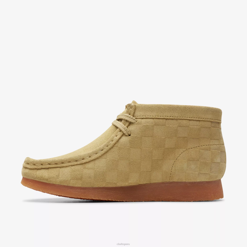 HZVP994 bota wallabee mayor cuadros beige Clarks