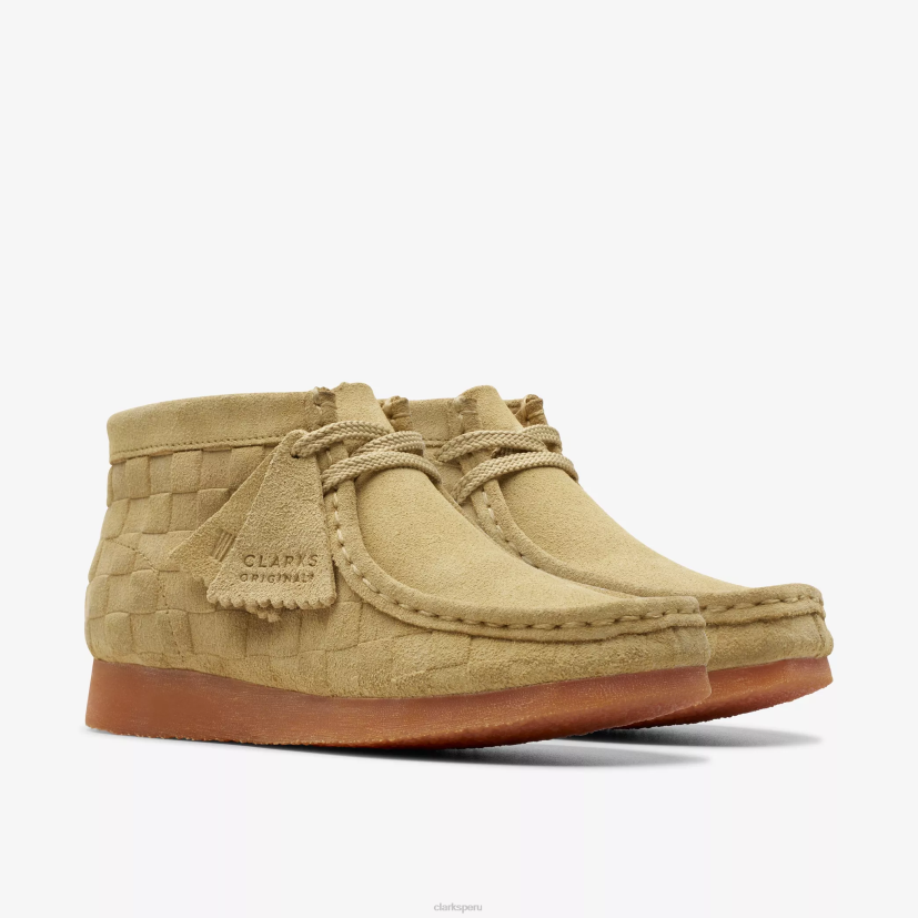 HZVP994 bota wallabee mayor cuadros beige Clarks