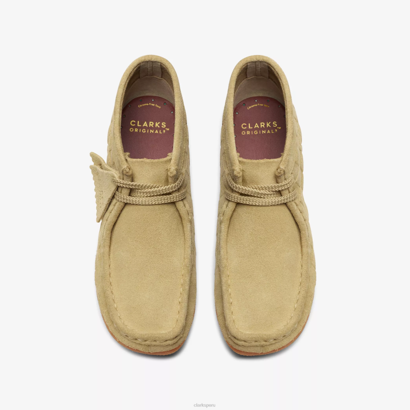 HZVP994 bota wallabee mayor cuadros beige Clarks